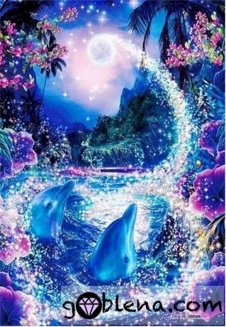 Диамантен гоблен Делфини в блестяща нощ - Goblena.COM