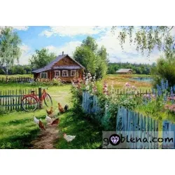 ЕКО Диамантен гоблен Кокошки на село