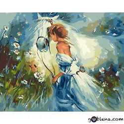 Картина за рисуване по номера Дамата с белия кон