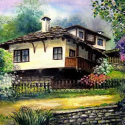 Картина за рисуване по номера Дом по картината на Йовка Мечкарова