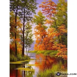 Картина за рисуване по номера Есенна рекичка