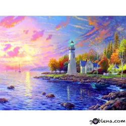 Картина за рисуване по номера Фар по залез 2