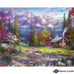 Картина за рисуване по номера Хижа на цветната поляна