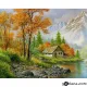 Картина за рисуване по номера Хижа в подножието на планината - Goblena.COM