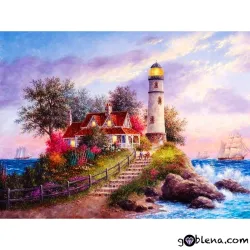 Картина за рисуване по номера Кораб край фара