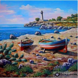 Картина за рисуване по номера Морски лодки в Италия