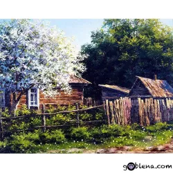 Картина за рисуване по номера Селска ограда