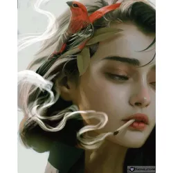 Картина за рисуване по номера Жена с цигара