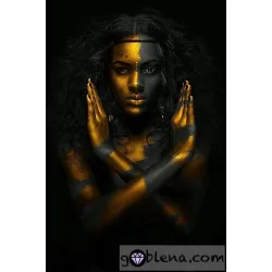 Картина за рисуване по номера Жена в черно и златно 6
