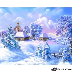 Картина за рисуване по номера Зимно селце