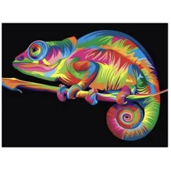 Картина по номера върху черно платно Игуана Black Canvas