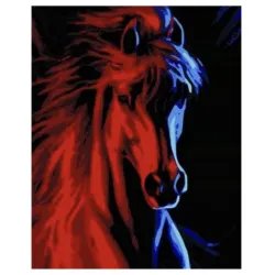 Картина по номера върху черно платно Жребец Black Canvas