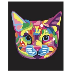 Картина по номера върху черно платно Котка 2 Black Canvas