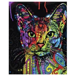 Картина по номера върху черно платно Котка 1 Black Canvas