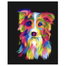 Картина по номера върху черно платно Куче 5 Black Canvas