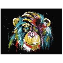 Картина по номера върху черно платно Маймуна Black Canvas