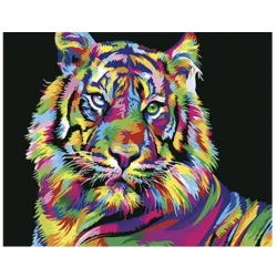 Картина по номера върху черно платно Тигър 1 Black Canvas