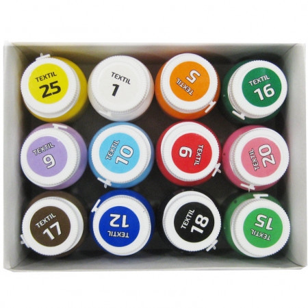 Текстилни Бои Rosa Textile – 12 Цвята x 20 ml | За Плат, Шаблони и Креативни Проекти - Goblena.COM
