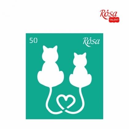 Шаблон за Рисуване Rosa – Влюбени Котки  (9 x 10 см) | За Декорация и Рисуване по Номера - Goblena.COM