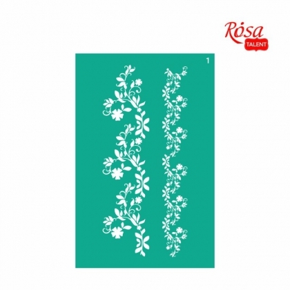 Шаблон за Рисуване Rosa – Цветя Бордюри  (13 x 20 см) | За Декорация и Рисуване по Номера - Goblena.COM
